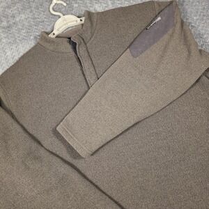 Exofficio Fleece Pullover Men XXL 1/4 Snap Long Sleeve Green Zip Shoulder Pocket